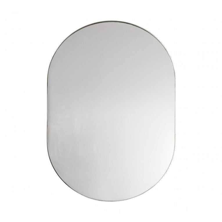 Elliptical Serenity Metal Frame Mirror Silver 90cms