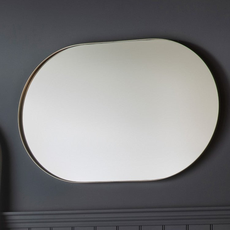Elliptical Serenity Metal Frame Mirror Silver 90cms