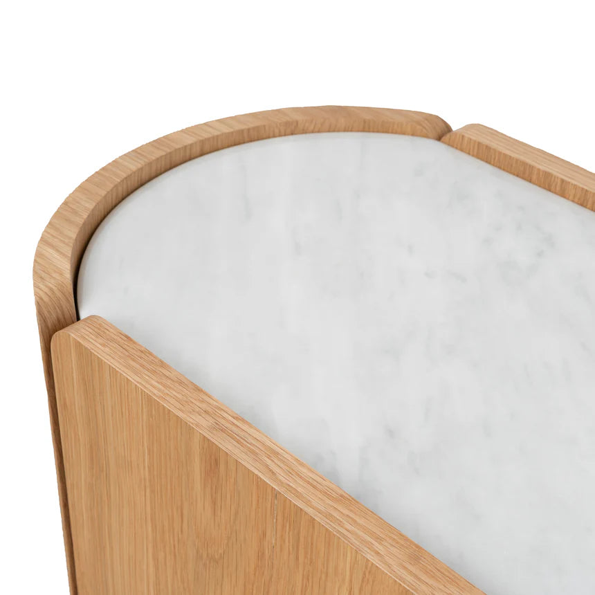 Elora Bedside Table with Marble Top - Natural Oak