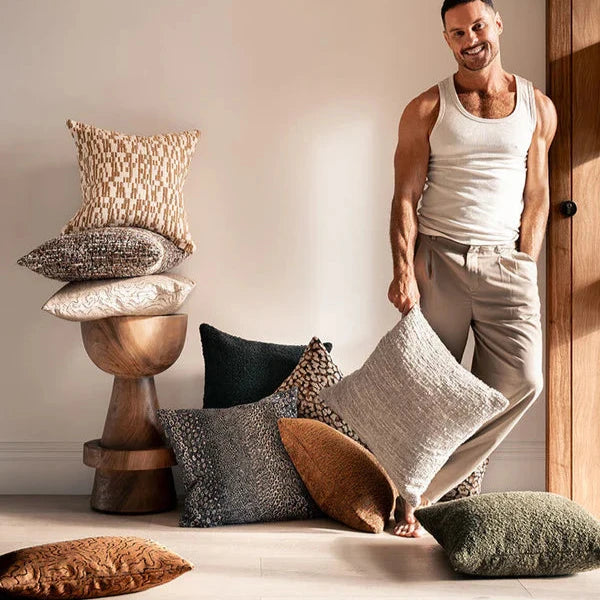 Ember Wood Square Brown Cushion Cover - 50X50cms