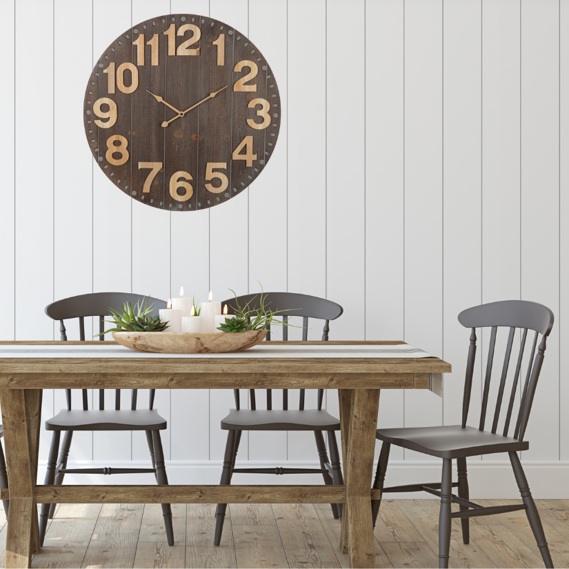 Emporium Slatted Aged Wall Clock 60cms