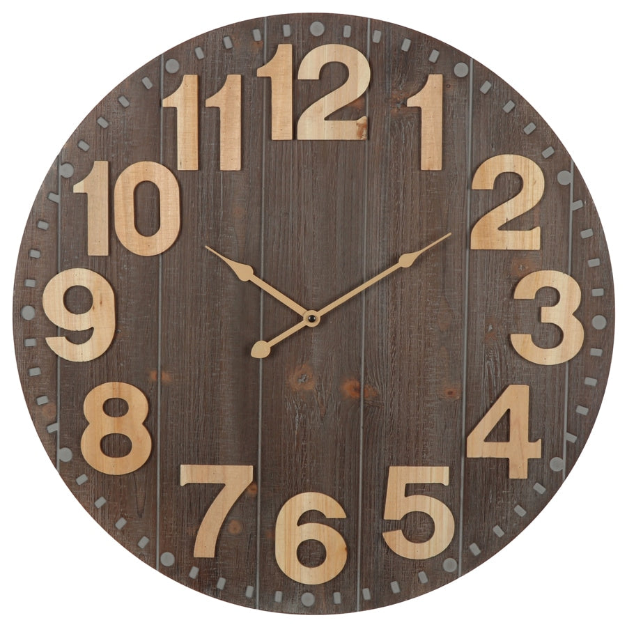 Emporium Slatted Aged Wall Clock 60cms