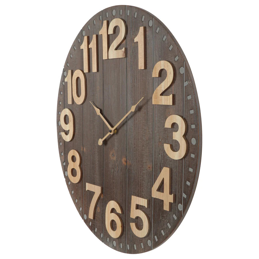 Emporium Slatted Aged Wall Clock 60cms