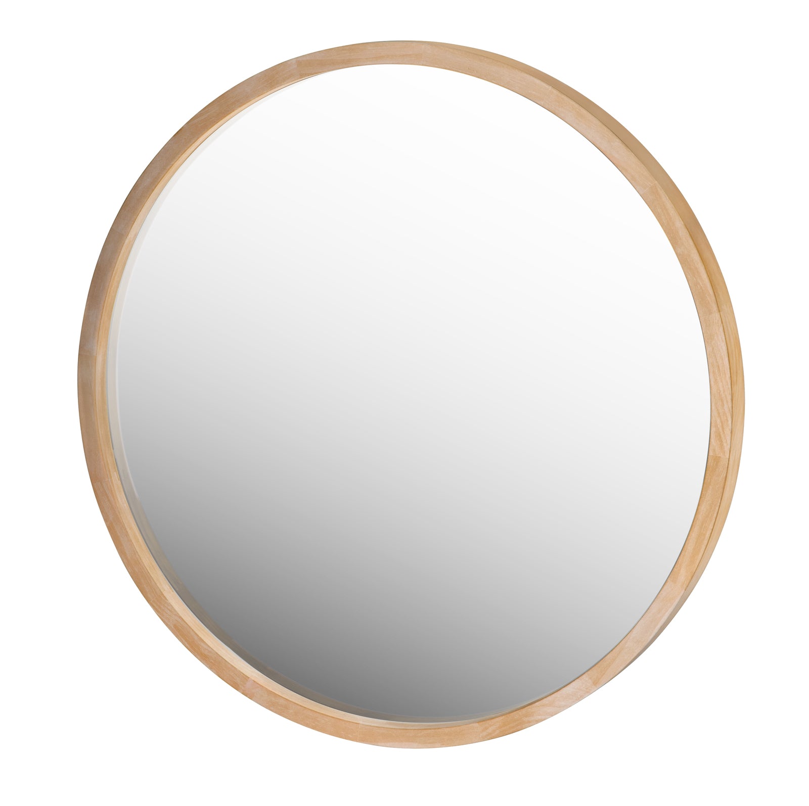 Enchanting Elegance Light Solid Wood Round Mirror - 60cm