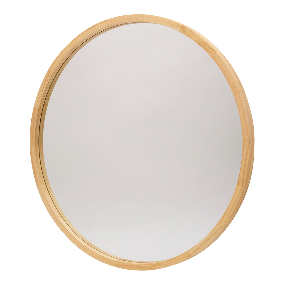 Enchanting Elegance Light Solid Wood Round Mirror - 80cm