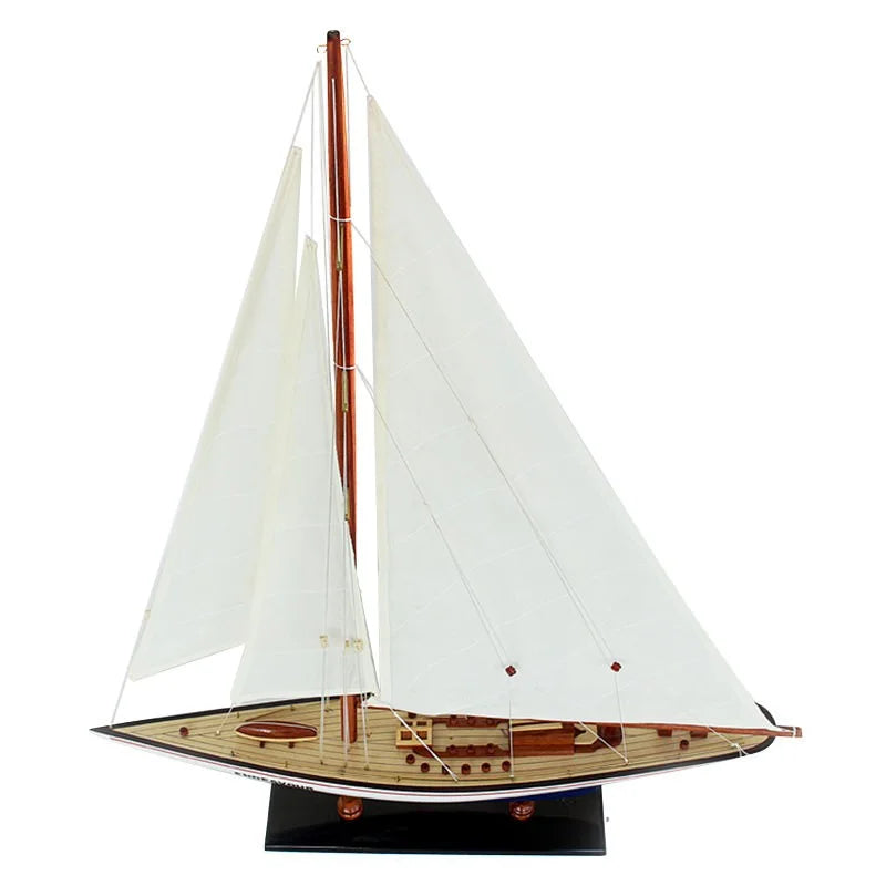 Endeavour Yacht 65cms Tall Handmade Model - Blue & White