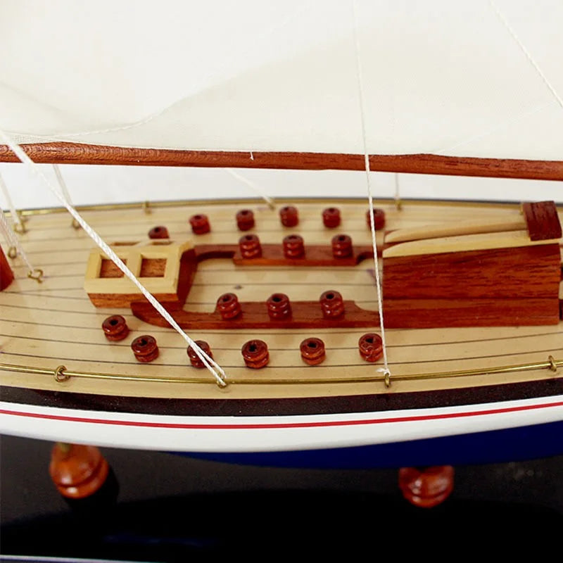 Endeavour Yacht 65cms Tall Handmade Model - Blue & White