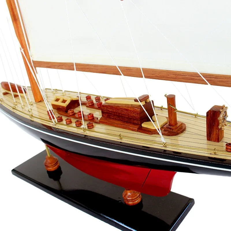 Endeavour Yacht 65cms Tall Handmade Model - Red & Black