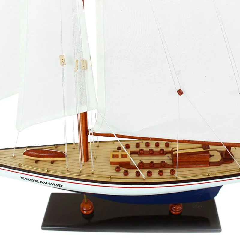 Endeavour Yacht 65cms Tall Handmade Model - Blue & White