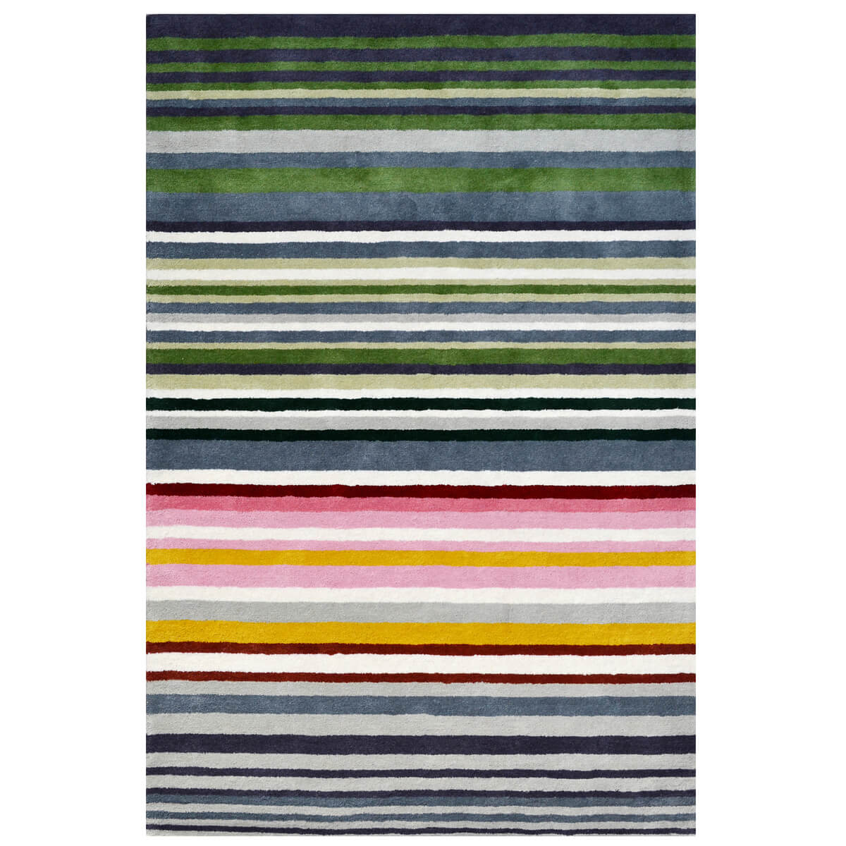 Enhanced Stripes Handmade Woollen Rug - Multicolor - (Available in 4 Sizes)