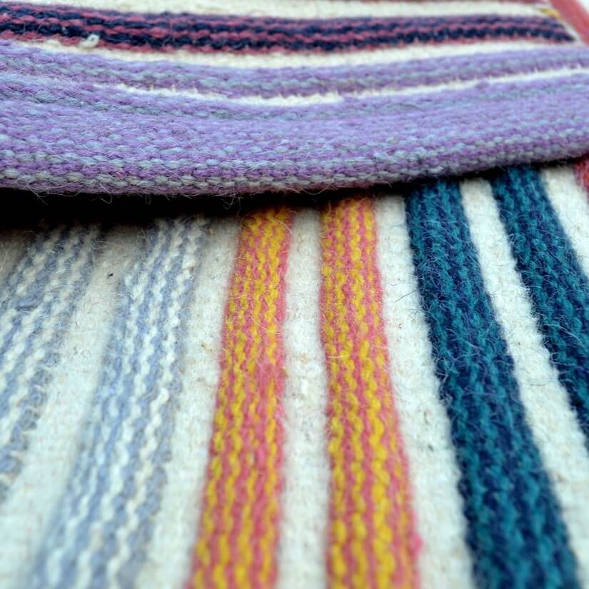 Enhanced Stripes Reversible Handmade Woolen Rug Multicolor