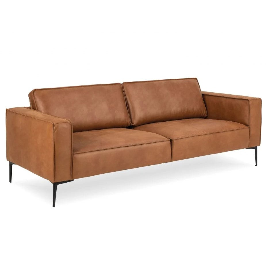 Enzo 3 Seat Sofa - Tan Leather - 215cms
