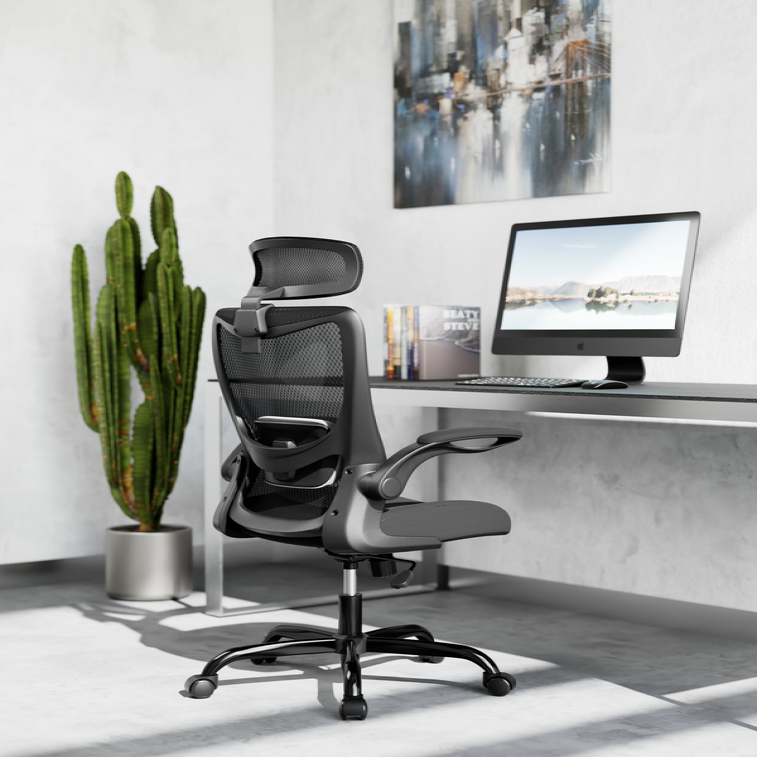 Ergonomic Task Chair with Flipped Armrests (Available in 2 Colors)