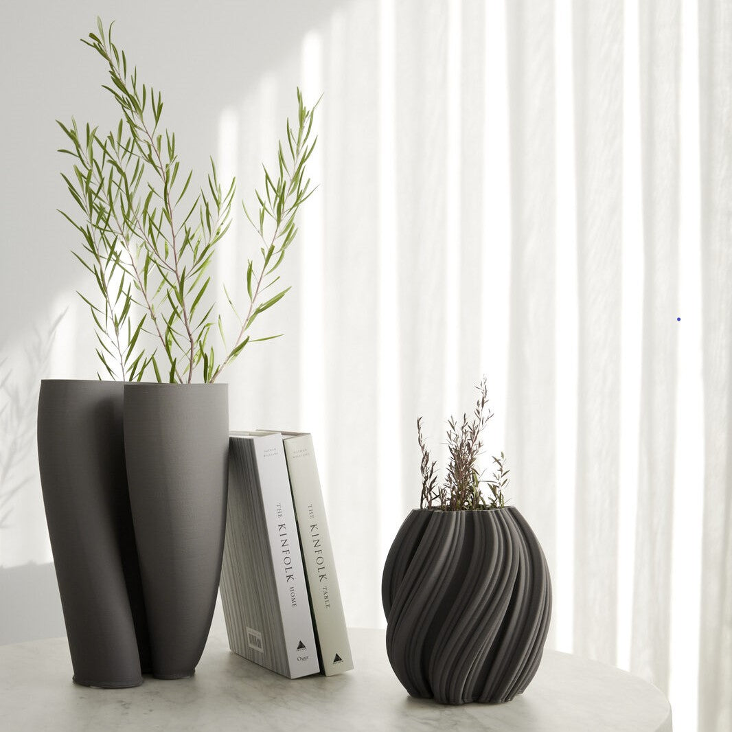 Ethereal Alabaster Ceramic Vase 21cms - Charcoal
