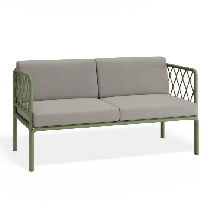 Eucalyptus Green 2- Seater Outdoor Chair with Cushion - Sandy Grey