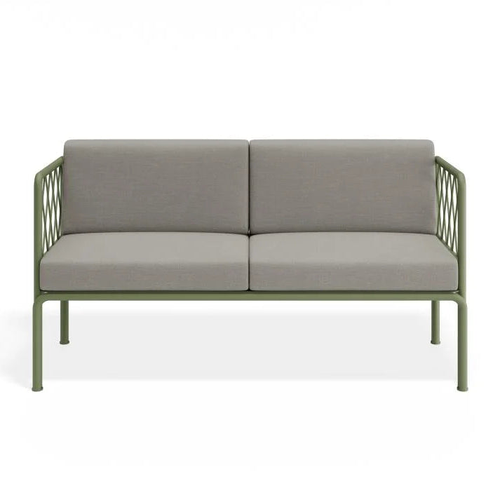 Eucalyptus Green 2- Seater Outdoor Chair with Cushion - Sandy Grey