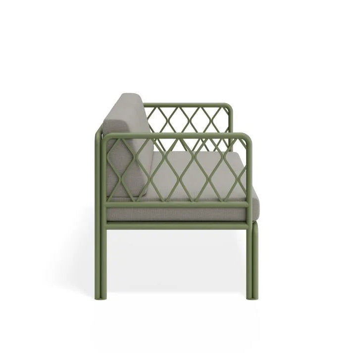 Eucalyptus Green 2- Seater Outdoor Chair with Cushion - Sandy Grey