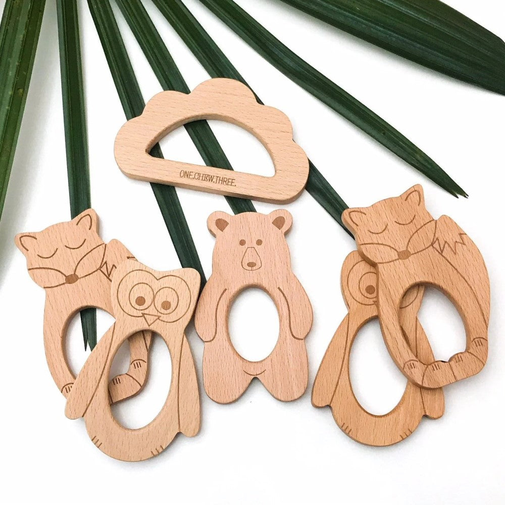 Personalised Exclusive Beech Wood Teethers (Available in 4 Designs)
