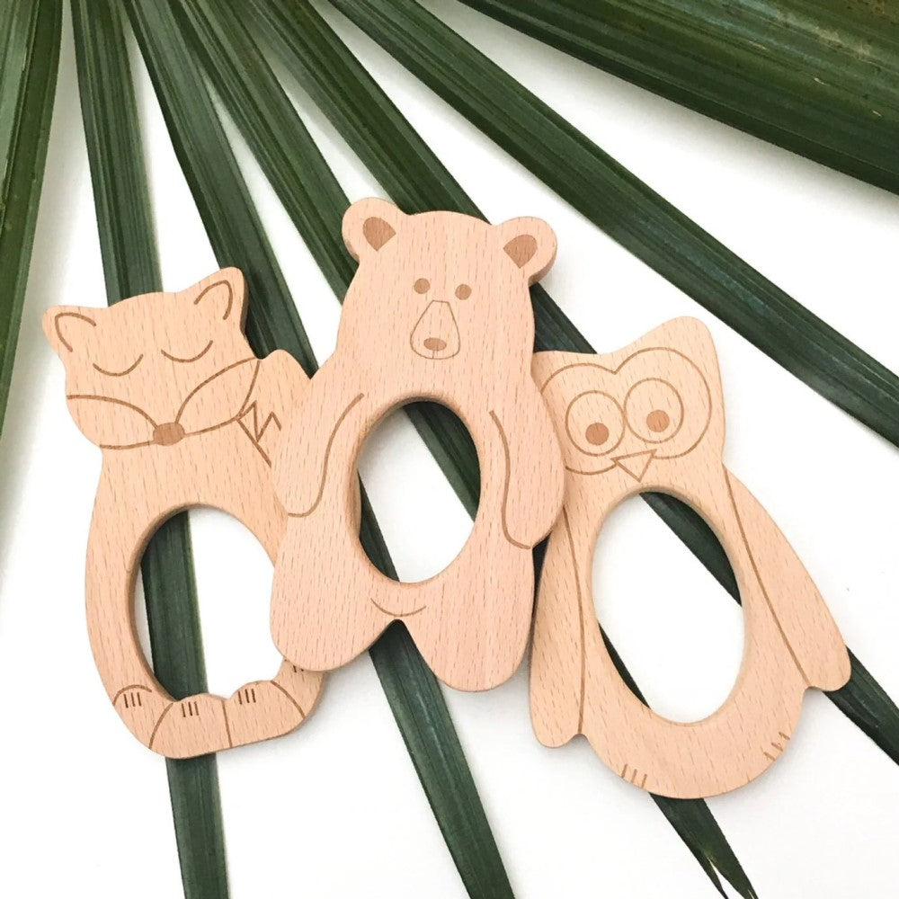 Personalised Exclusive Beech Wood Teethers (Available in 4 Designs)
