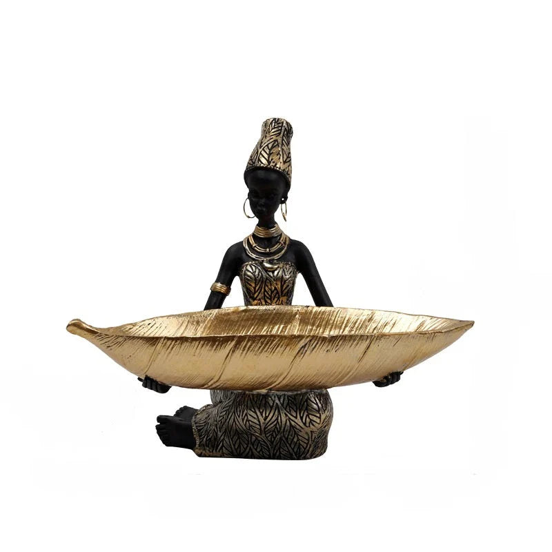 Exotic Figurine African Black Woman Storage Statue