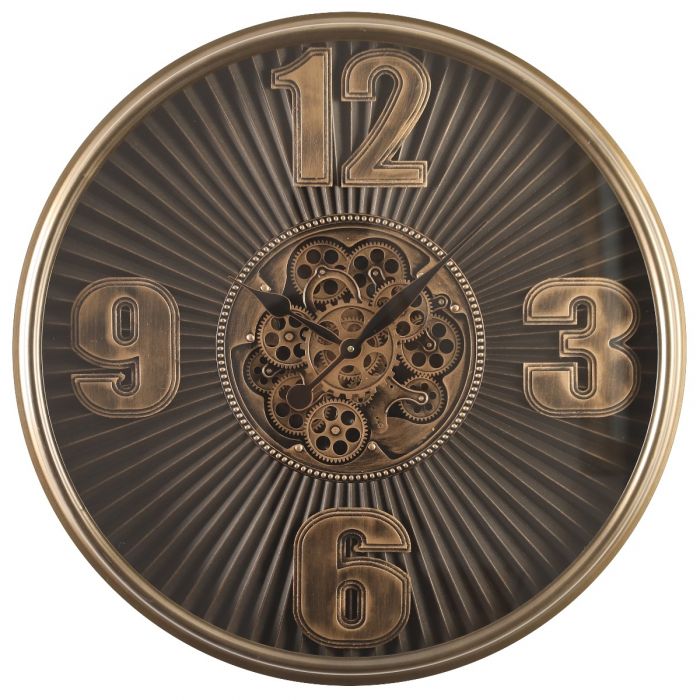 Round Marcus Ribbed Exposed Gear Movement Wall Clock - 80cms