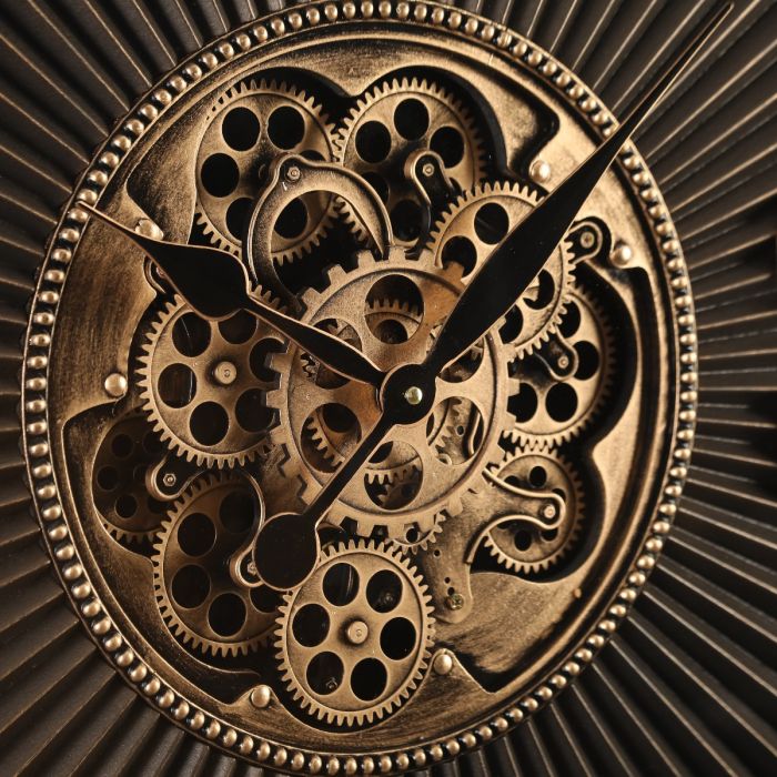 Round Marcus Ribbed Exposed Gear Movement Wall Clock - 80cms