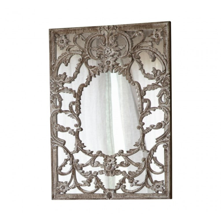 Exquisite Arboreal Carving Wooden Mirror 92cms
