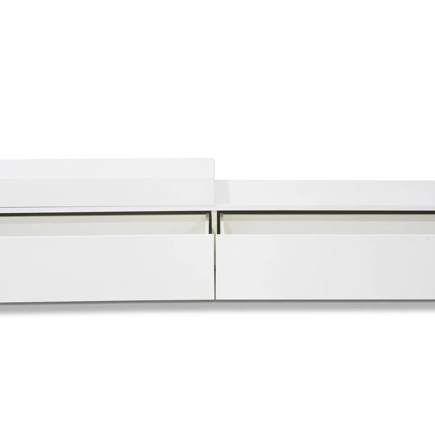 Extendable TV Entertainment Unit - White Oak