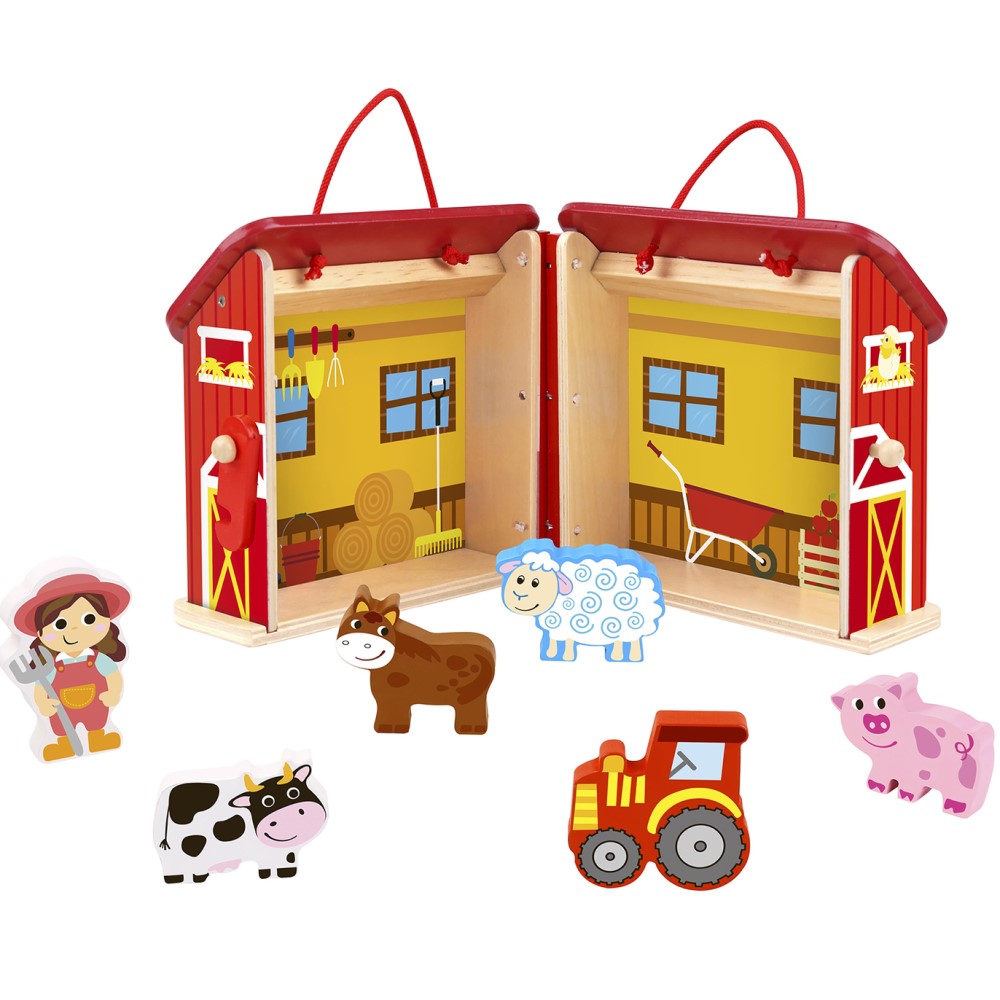 Farm & Animals Kids Playset In Carry Case