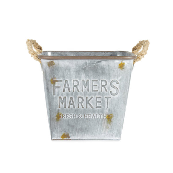 Farmers Market Galv-Rust Square Bucket Planter