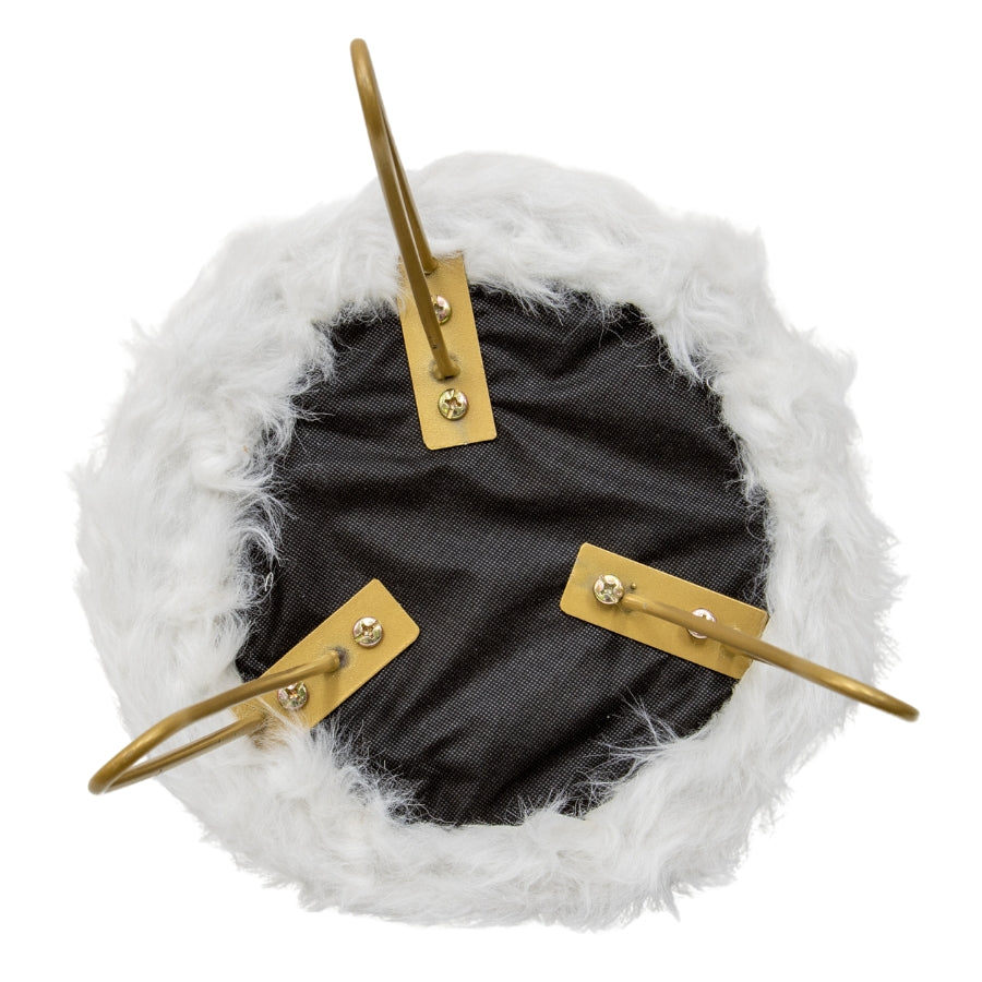 Faux Fur Shaggy White 3-Legged Kids Stool - 28cms