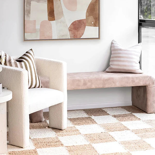 Felix Oxford Tan Mottled Velvet Bench Seat