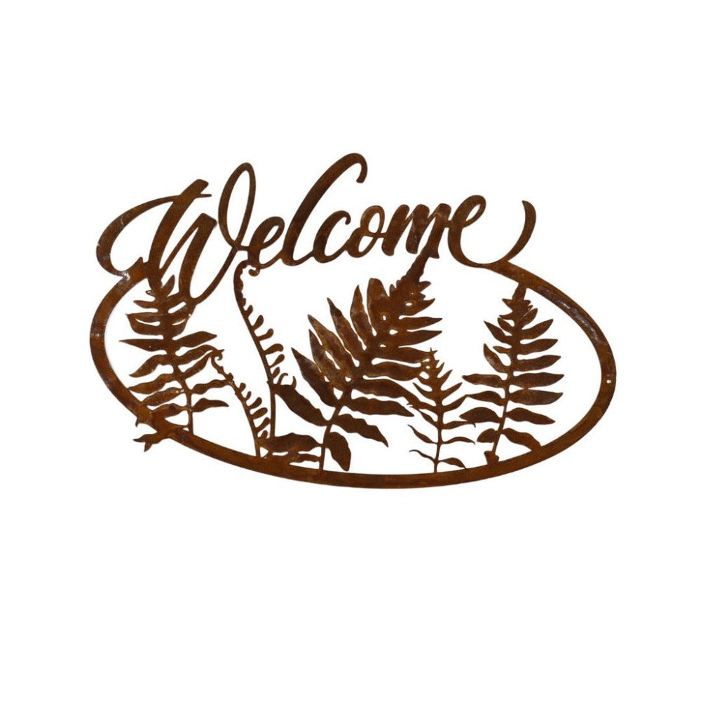 Fern Welcome Metal Wall Art