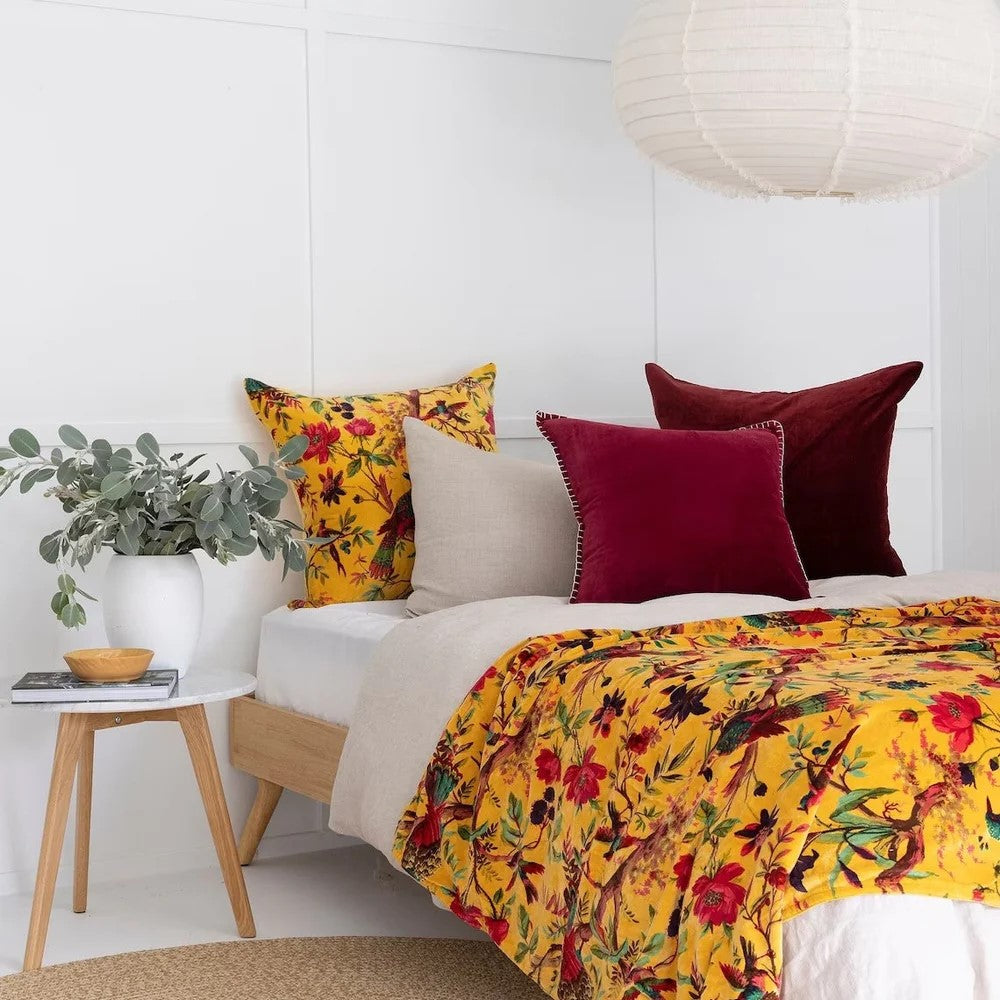 Floral Decorative Blanket Quilt - Yellow