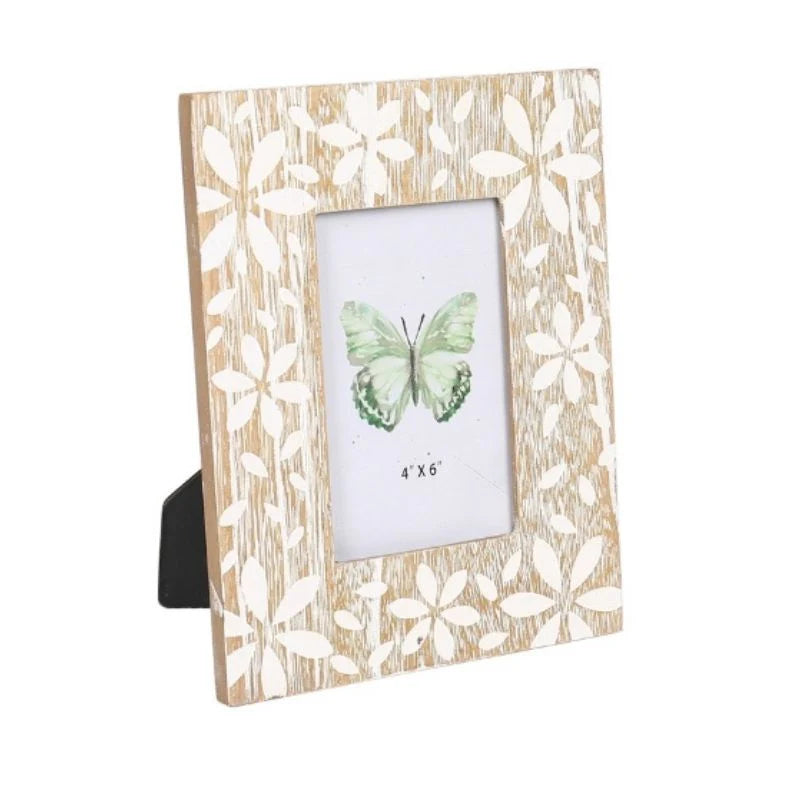 Flower-Embellished Design Photo Frame - 4x6"