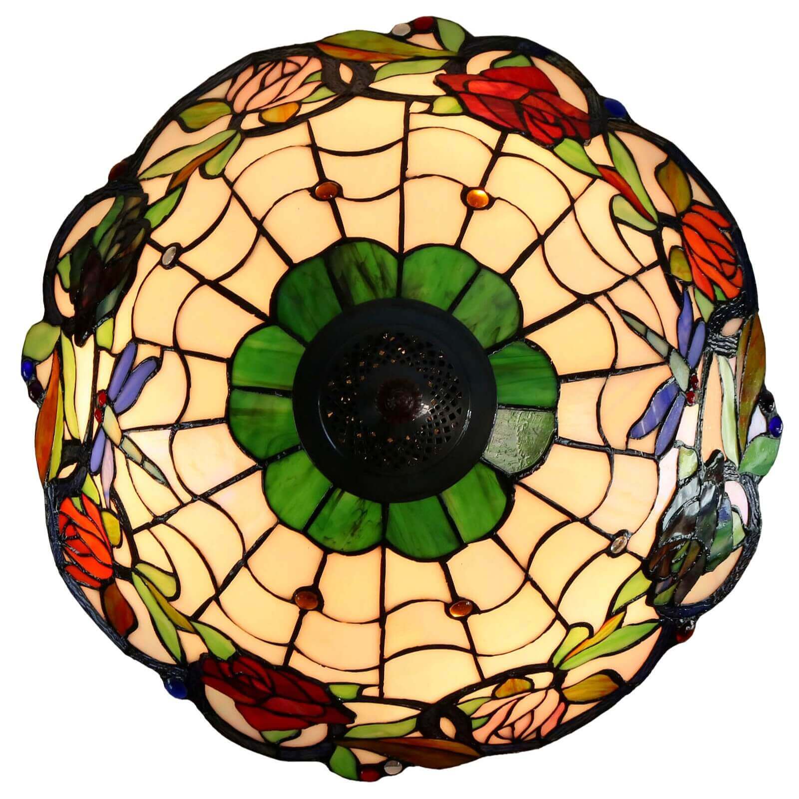 Flowers & Dragonflies Tiffany Stained Glass Floor Lamp