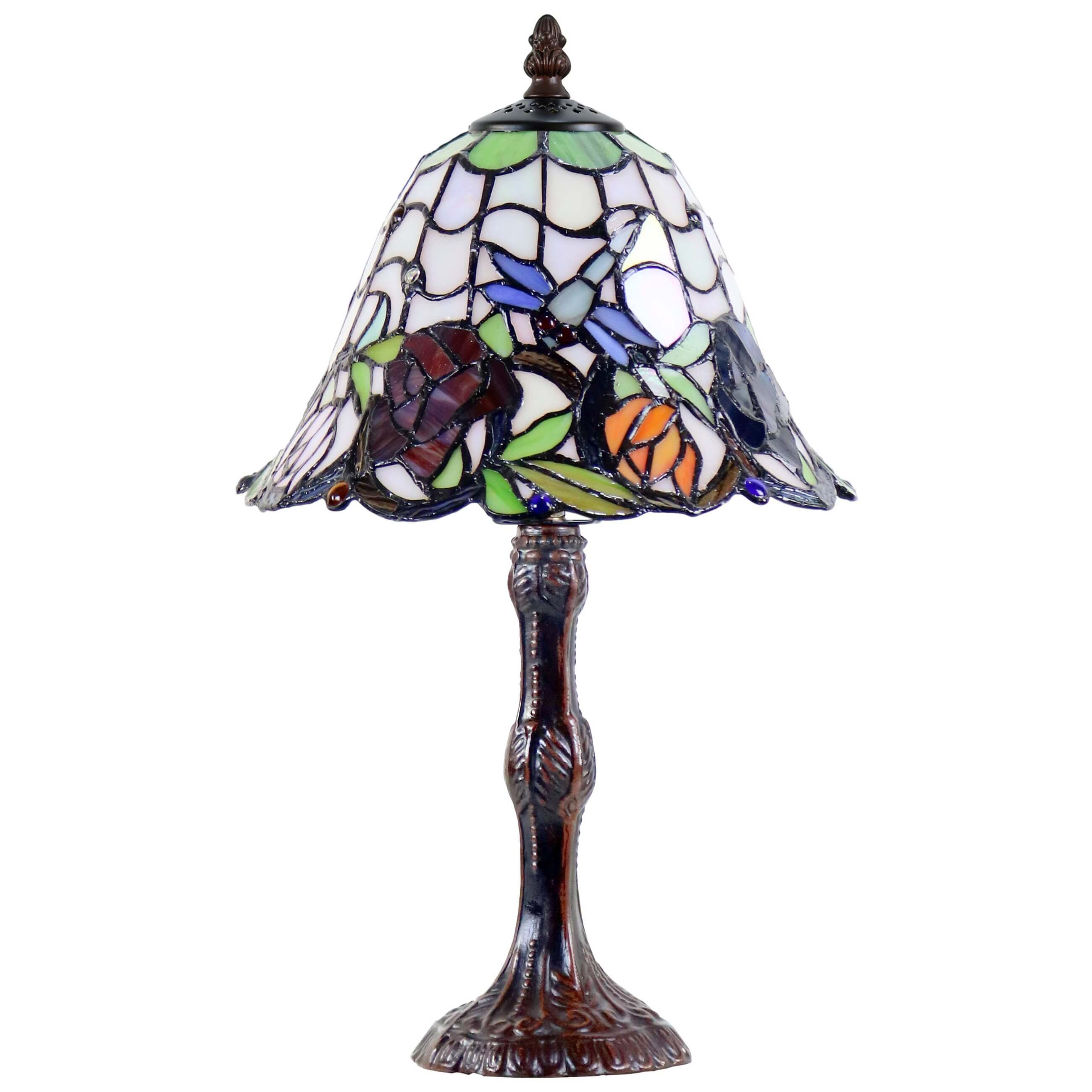 Flowers & Dragonflies Tiffany Stained Glass Table Lamp (Available in 2 Sizes)