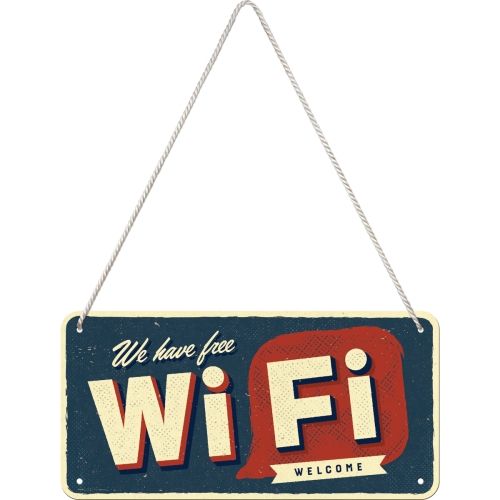 Free WiFi - Nostalgic-Art Hanging Sign - 10 x 20cm