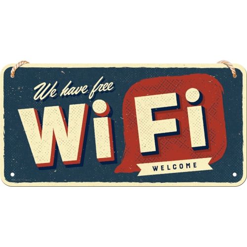 Free WiFi - Nostalgic-Art Hanging Sign - 10 x 20cm