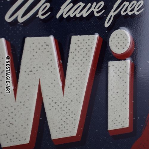Free WiFi - Nostalgic-Art Hanging Sign - 10 x 20cm