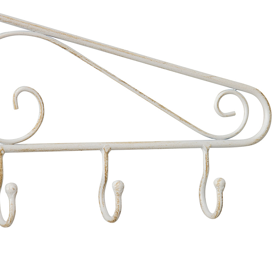 French Provincial 7 Hooks White Garden Wall Hangers
