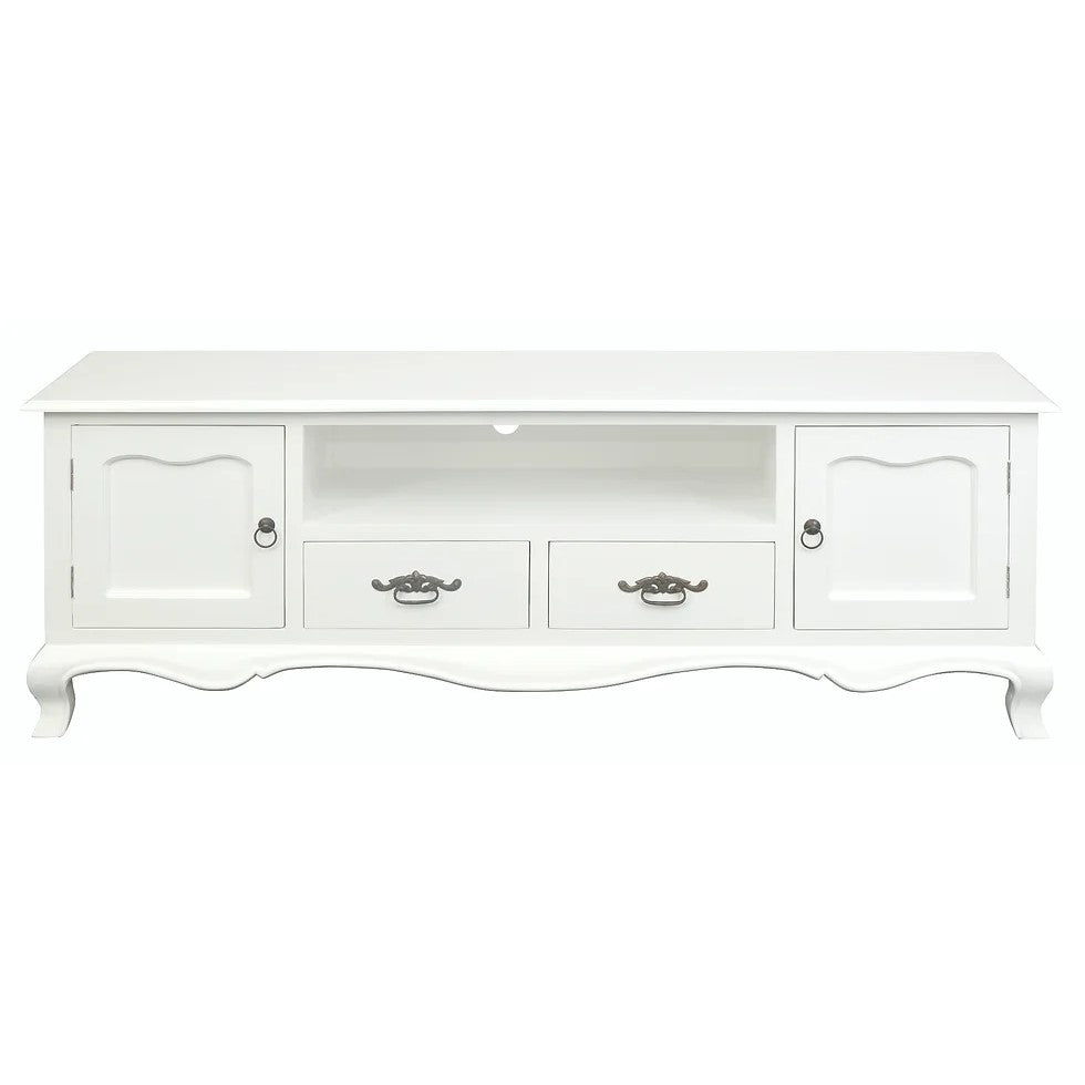 French Style 2 Door 2 Drawer Entertainment Unit - White