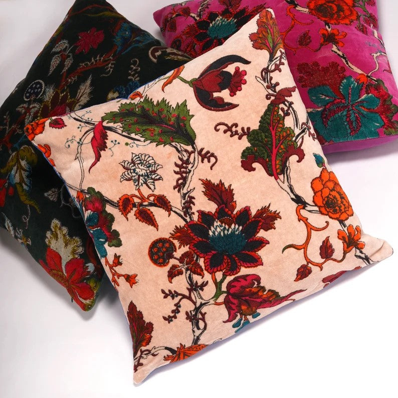 Frida Kahlo Floral Inspired Velvet Cushion Cover 45 x 45cms