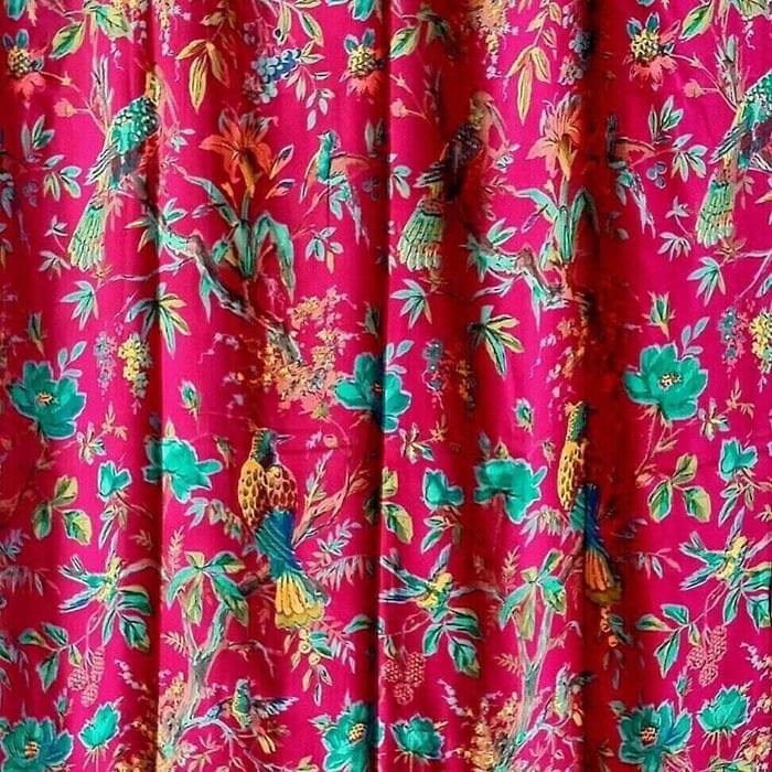 Frida Kahlo Inspired Bird of Paradise Curtains-Pink