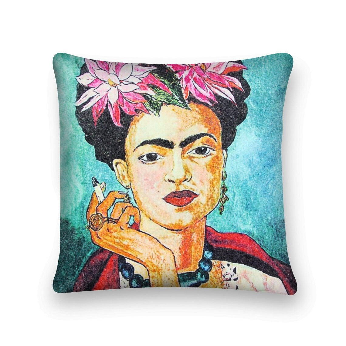 Frida Kahlo Inspired Multicolor Cotton Cushion Cover 50 x 50cms