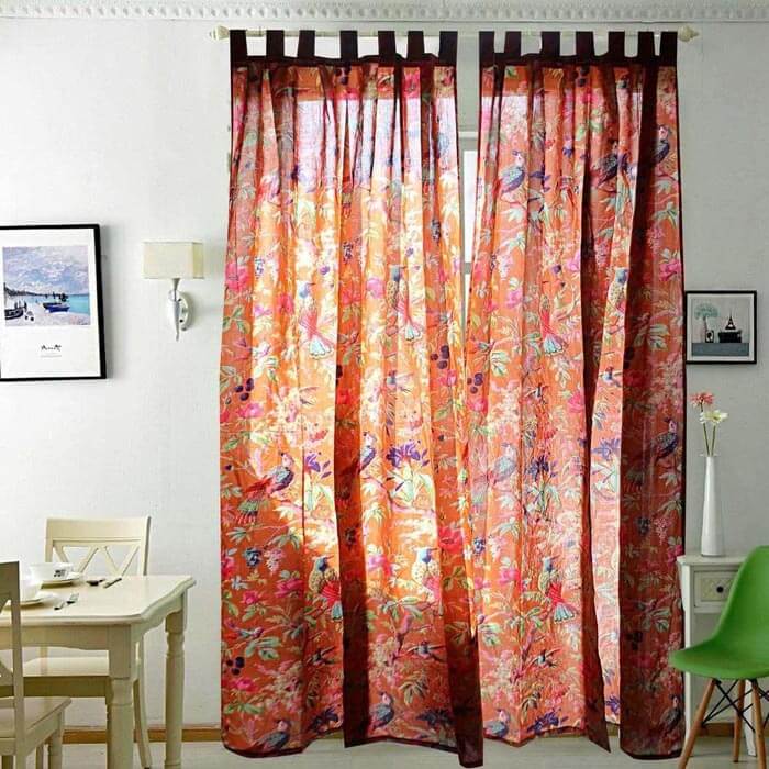 Frida Kahlo Inspired Bird of Paradise Curtains-Multicolor