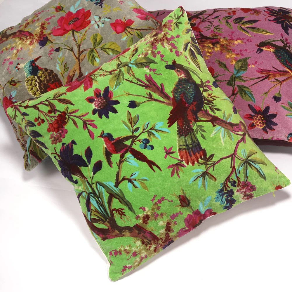 Frida Kahlo Jungle Inspired Velvet Cushion Cover 45 x 45cms - Green