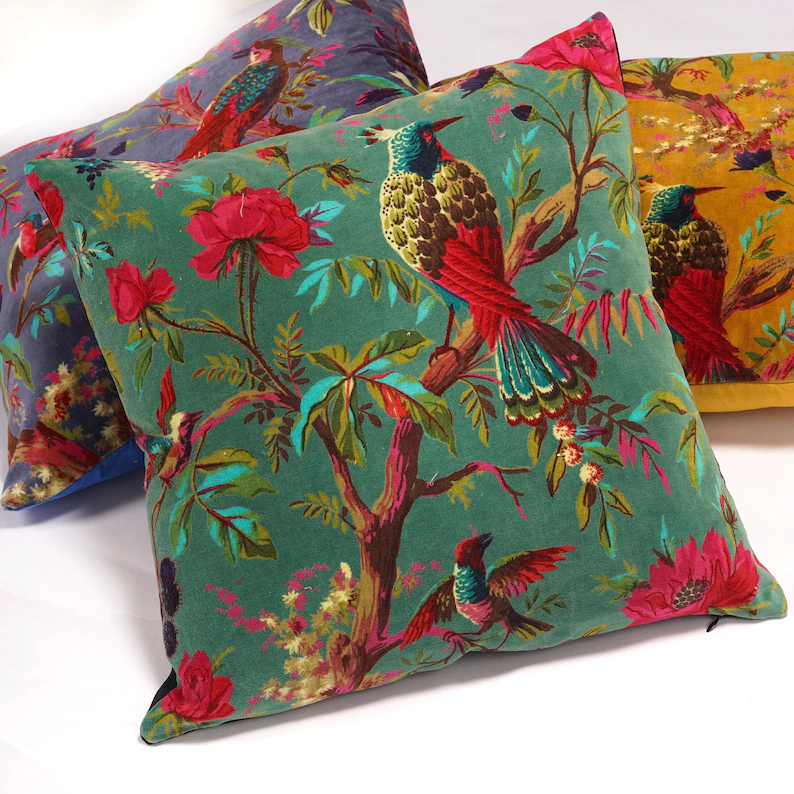Frida Kahlo Jungle Printed Cotton Cushion Cover 45 x 45cms - Green