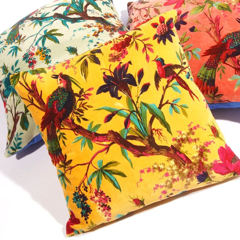 Frida Kahlo Sparrow Inspired Cushion Cover 45 x 45cms - Yellow