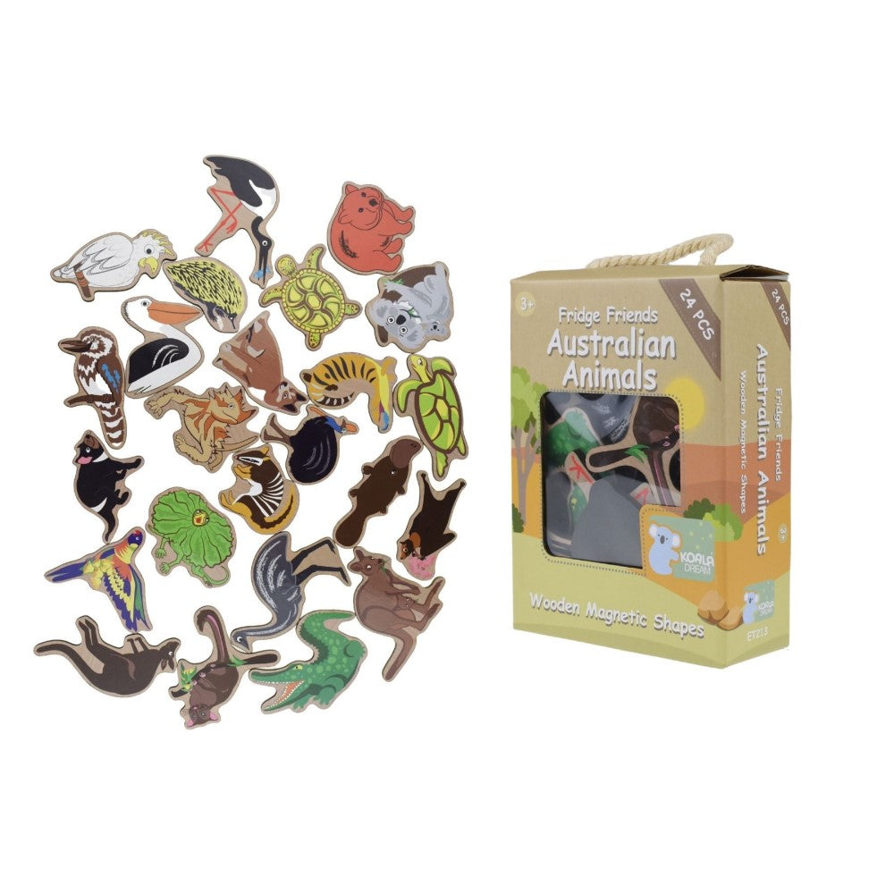 24Pcs Australian Animals Wooden Fridge Magnets